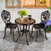 Outdoor Patio Furniture Set Cast Aluminum 3pcs Bistro Table Set  - Copper - Patio Furniture