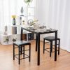 Small Space Kitchen Bar Furniture 3 Pieces Dining Table Set - Brown - Bar Table