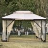 13 Ft. W x 9.7 Ft. D Iron Patio Outdoor Gazebo;  Double Roof Soft Canopy Garden Backyard Gazebo with Mosquito Netting Suitable for Lawn;  Garden;  Bac