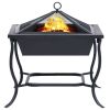 Fire Pit Black 17.7"x17.7"x17.7" Steel - Black