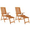 Folding Patio Chairs with Footrests 2 pcs Solid Wood Eucalyptus - Brown