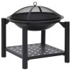 Fire Pit with Poker 21.3"x21.3"x21.7" Steel - Black