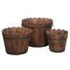 Outdoor Reinforced And Anticorrosive Chinese Fir Planting Pot Flower-Shaped Barrel Carbonized Color - as picture