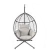 Egg Swing Chair with Stand; 300 LBS Capacity; With Comfortable Cushion; 37.4x37.4x76.77 (Grey) - as Pic