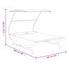 Patio Lounge Bed with Canopy 65"x79.9"x54.3" Solid Bent Wood Cream - Cream