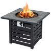 Square Propane Fire Pit Table with Lava Rocks and Rain Cover - black