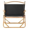 53*55*61cm Medium Size Aluminum Frame 600D Black Oxford Cloth Bearing 100kg Imitation Wood Grain Spray Paint Camping Chair Black - as picture