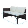 Outdoor 3pcs 1 Double Seat 1 Chaise Seat 1 Coffee Table Combination Sofa Rattan Sofa Set  XH - Brown Gradient Rattan Beige Cushion