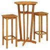 3 Piece Patio Dining Set Solid Wood Acacia - Brown