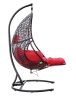 Patio PE Rattan Swing Chair With Stand and Leg Rest for Balcony; Courtyard - as Pic