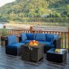 30 Inch 50000 BTU Square Propane Gas Fire Pit Table with Table Cover - Bronze