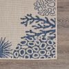 Home Decor Coastal Bordered Coral Reef Indoor/Outdoor Accent Rug - Navy|Beige - 5'3" X 7'0"