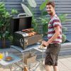 Outdoor Portable Tabletop Pellet Grill and Smoker with Digital Control System for BBQ - black