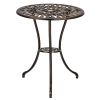 Cast Aluminum Outdoor 3 Piece Tulip Bistro Set of Table and Chairs XH - Bronze