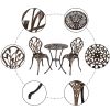 Cast Aluminum Outdoor 3 Piece Tulip Bistro Set of Table and Chairs XH - Bronze