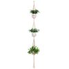 3 Layers Hand Woven Plants Flowers Pot Hanging Basket Holder Net Garden Decor - as show