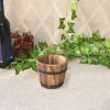 Rustic Succulent Planter Wooden Barrel Empty Flower Pot Container Garden Decor - L