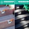 6Packs Solar Step Lights Stainless Steel Outdoor Solar Deck Lights LED Fence Lamp for Outside Garden Backyard Patio Stair Wall - Silver