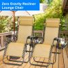 2Packs Zero Gravity Lounge Chair with Dual Side Tray 330lbs Load Foldable Recliner Chair - Tan