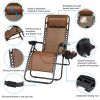 2Packs Zero Gravity Lounge Chair with Dual Side Tray 330lbs Load Foldable Recliner Chair - Brown