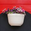 Flowerpot Fade-less Fall-resistant Ornamental Drain Hole Eco-friendly Plant Pot Plant Accessories - White - L