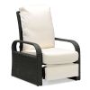 Outdoor Recliner Chair;  Automatic Adjustable Wicker Lounge Recliner Chair with 5.12'' Thicken Cushion - Beige - Brown Wicker