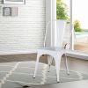 Metal Dining Chairs Set of 4 Indoor Outdoor Patio Chairs Stackable Kitchen Chairs with Back Restaurant Chair 330 LBS Capacity  - White - 4