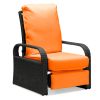 Outdoor Recliner Chair;  Automatic Adjustable Wicker Lounge Recliner Chair with 5.12'' Thicken Cushion - EsOrange - Espresso Wicker