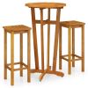 3 Piece Patio Dining Set Solid Wood Acacia - Brown