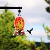 Garden Hummingbird Feeder with Perch - Hand Blown Glass - Red