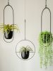 Metal Flower Pot Hanging Plant Holder Indoor Outdoor Home Decoration - White - Round