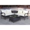 4 Piece Patio Sectional Wicker Rattan Outdoor Furniture Sofa Set with Storage Box Brown - Brown