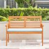 Waimea Honey Slatted Eucalyptus Wood Garden Bench with Cushion - as Pic