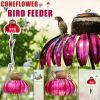 Pink Coneflower Bird Feeder Outdoor Decoration Garden Flower Picaflor Wild Bird Feeder Feeding Outside Rust Resistant Art Metal - Blue - China