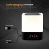 Outdoor Bluetooth Speaker LED Pat Light Wireless Speaker Mini Lighting Alarm Clock Audio Portable Night Light - black