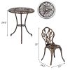 Cast Aluminum Outdoor 3 Piece Tulip Bistro Set of Table and Chairs XH - Bronze