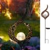 Outdoor Solar Light Garden Crackle Glass Globe Stake Light - Black