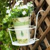 Hanging Railing Planters Flower Pot Holders Metal Planter Racks Fence Potted Stand Mounted Round Plant Baskets Container for Indoor Outdoor Use - Whit