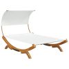 Patio Lounge Bed with Canopy 65"x79.9"x49.6" Solid Bent Wood Cream - Cream