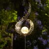 Outdoor Solar Light Garden Crackle Glass Globe Stake Light - Black