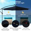 10 Feet Patio Offset Umbrella with 112 Solar-Powered LED Lights - Navy