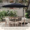 10 Feet Patio Offset Umbrella with 112 Solar-Powered LED Lights - Navy