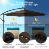 10 Feet Patio Offset Umbrella with 112 Solar-Powered LED Lights - Coffee