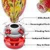 Garden Hummingbird Feeder with Perch - Hand Blown Glass - Red