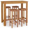 5 Piece Patio Dining Set Solid Wood Acacia - Brown