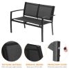 4 Pieces Patio Furniture Set Outdoor Garden Patio Conversation Sets Poolside Lawn Chairs with Glass Coffee Table Porch Furniture (Black) - Black