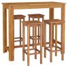 5 Piece Patio Dining Set Solid Wood Acacia - Brown