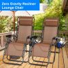 2Packs Zero Gravity Lounge Chair with Dual Side Tray 330lbs Load Foldable Recliner Chair - Brown