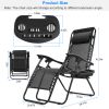 2Packs Zero Gravity Lounge Chair with Dual Side Tray 330lbs Load Foldable Recliner Chair - NBlack