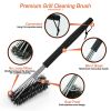 BBQ Grill Cleaning Brush Stainless Steel Barbecue Cleaner with 18in Suitable Handle - Silver & Black